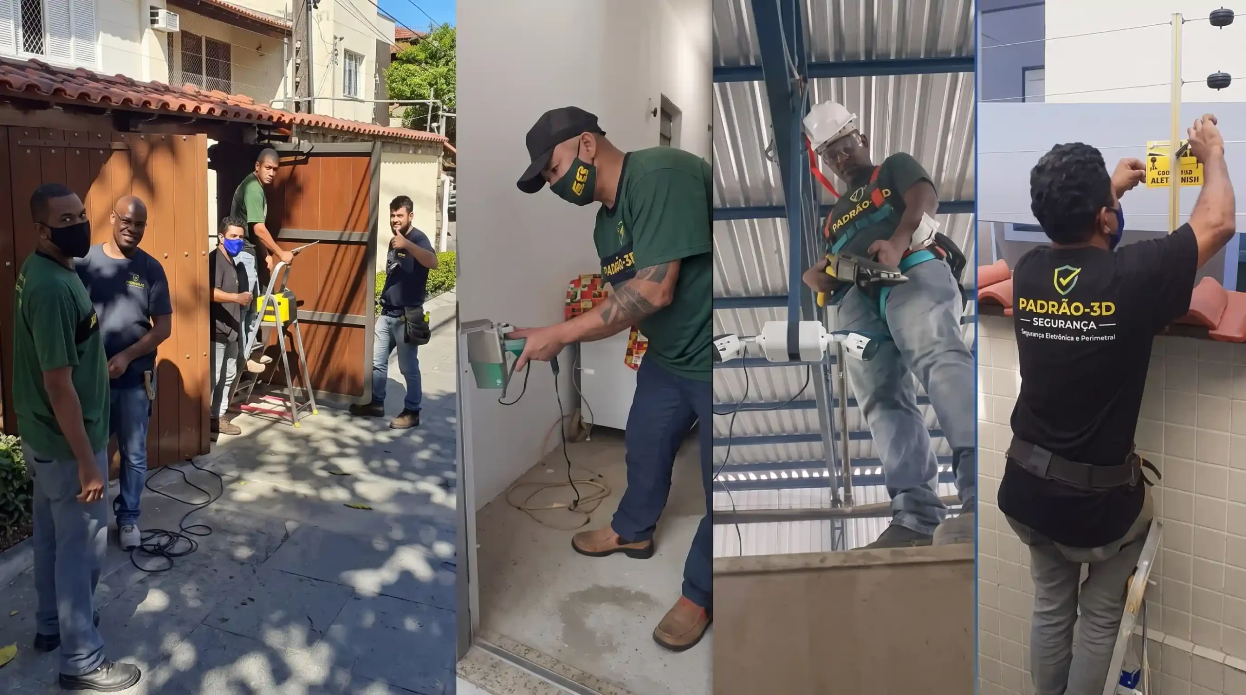 Técnicos da Padrão-3D realizando instalação e manutenção de portão eletrônico no RJ